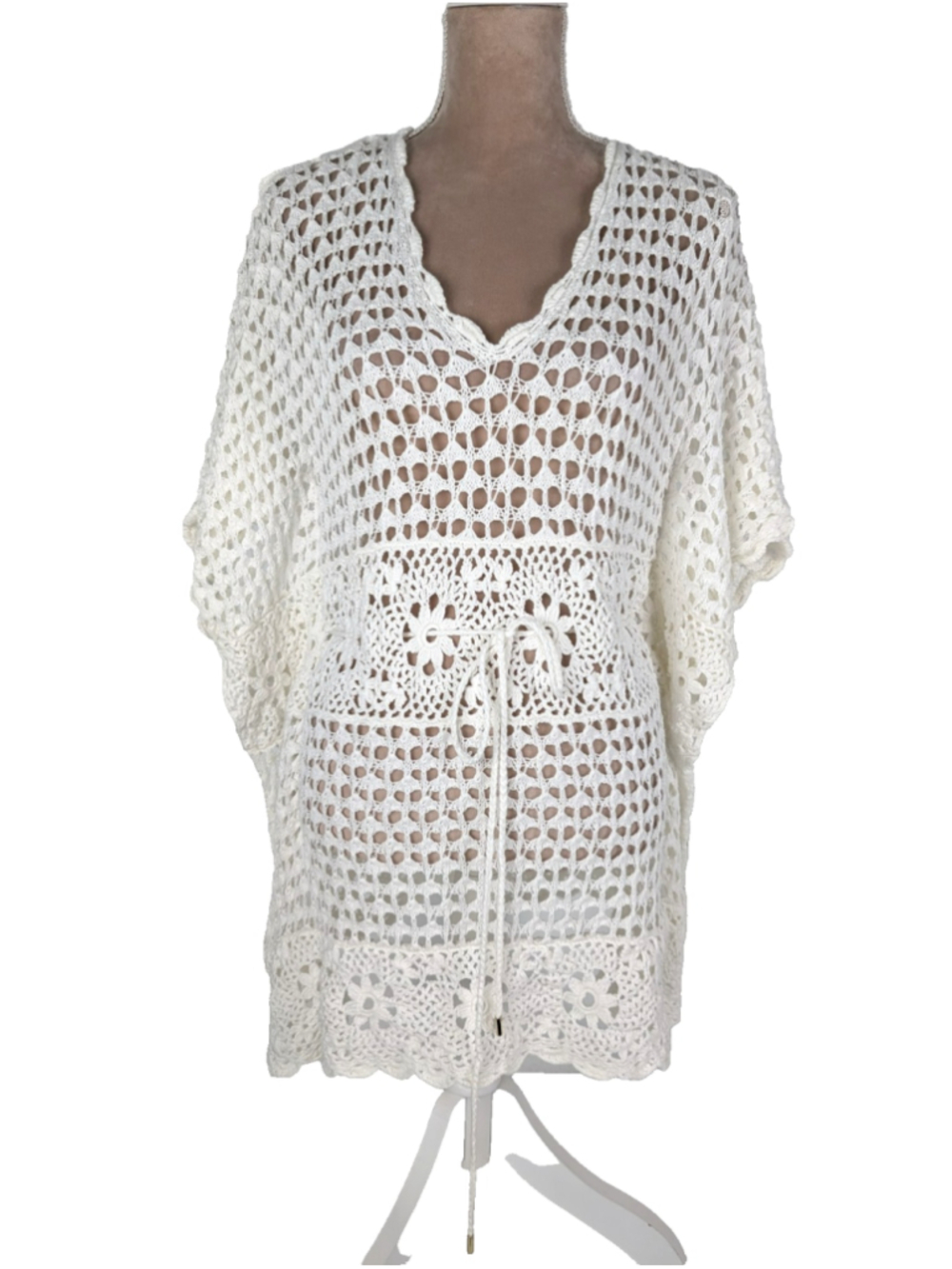 Michael Kors Crochet Macrame Swim Cover Up Sz S White Beachy Boho